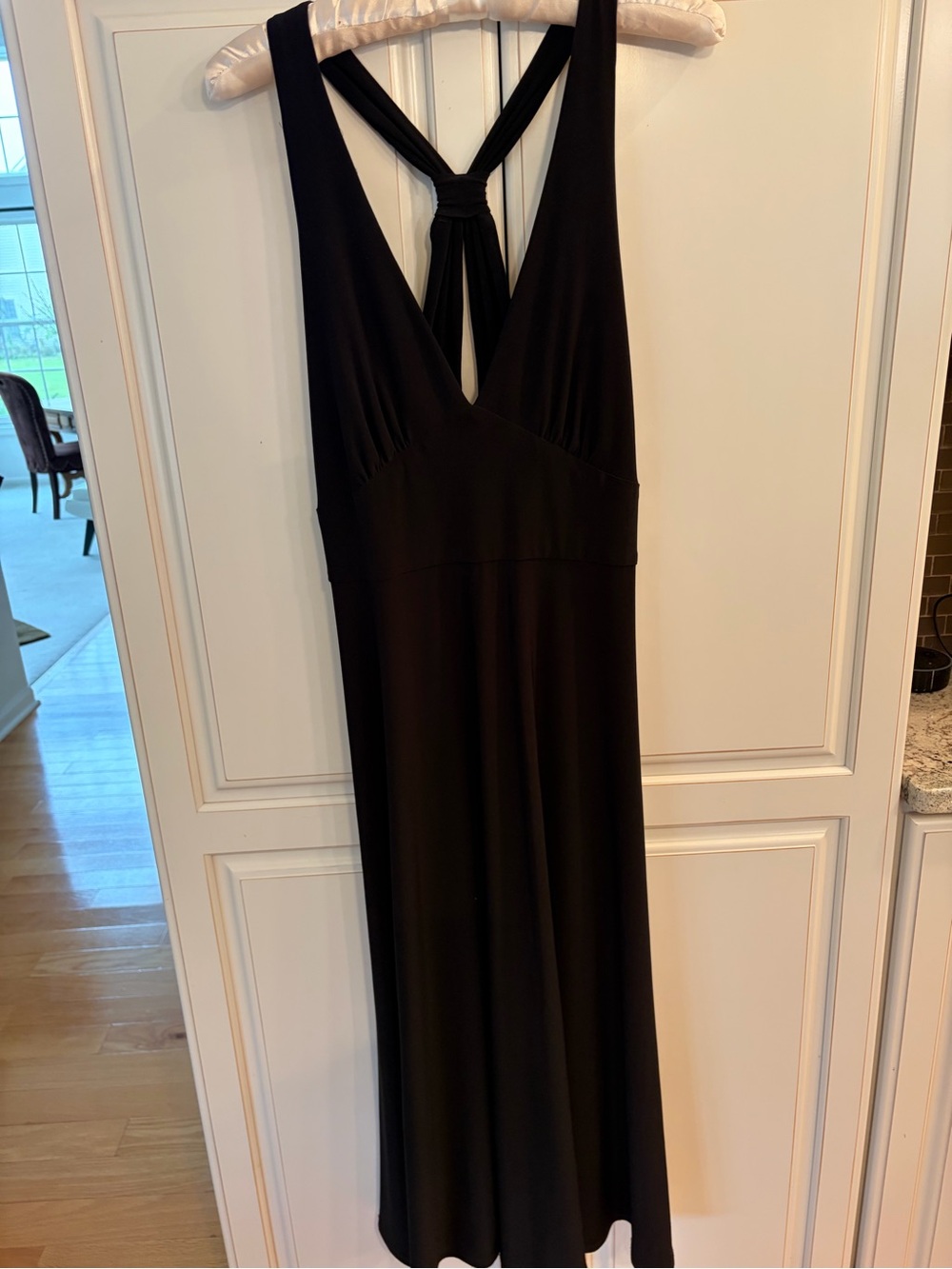 American Living Black V-Neck Maxi Slip with Knotted Back Straps